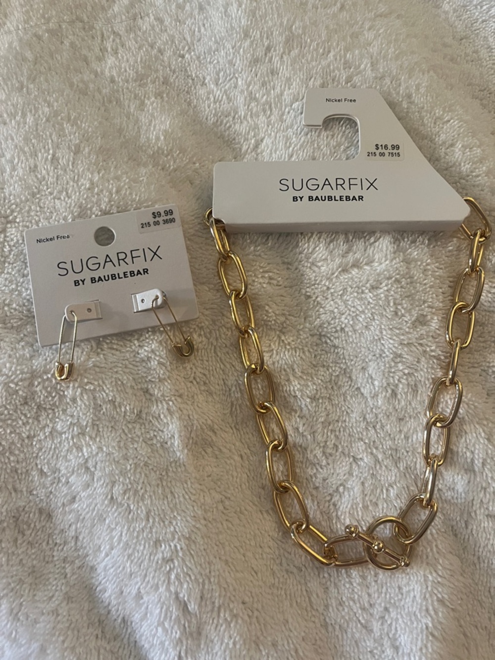 NWT SUGARFIX By Baublebar Gold Tone Chain Necklace and Earrings Set